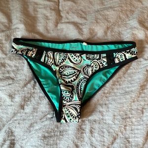Aerie Blue, White, & Black Patterned Full Coverage Bikini Bottom - Size XS